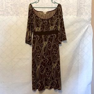 3/4 Sleeve Brown Tie Waist Dress by Newport